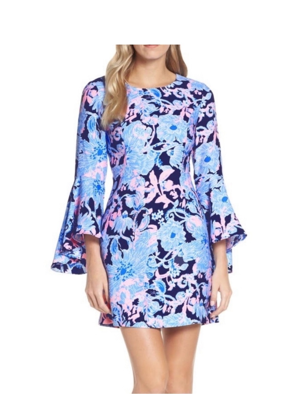 Lilly Pulitzer Kayla Sheath Mini Dress Floral Long Flare Sleeve 4